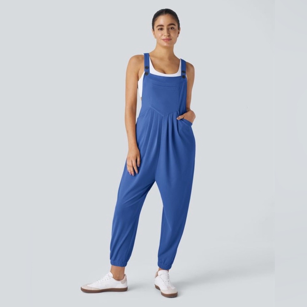 HALARA Overalls Waffle Knit Jogger Jumper Royal Blue Jumpsuit Women's M NWT - Picture 10 of 10